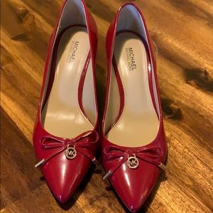 Red patent Michael Kors kitten heels 5.5